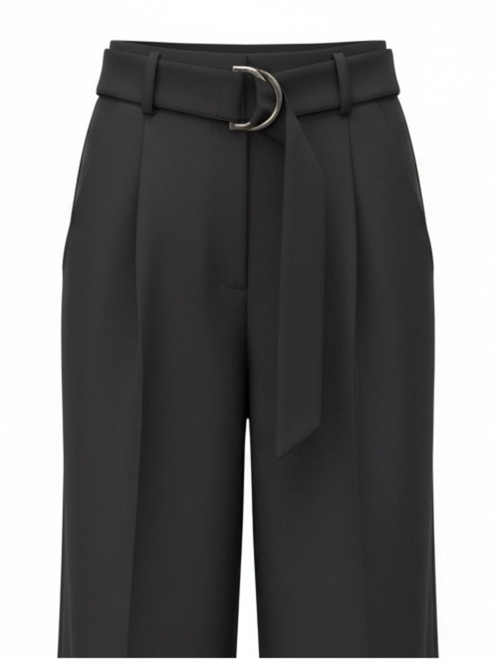 Vince Black Wide Leg Trousers Sz 8 Horn D-Ring Belt Detail - Picture 3 of 17